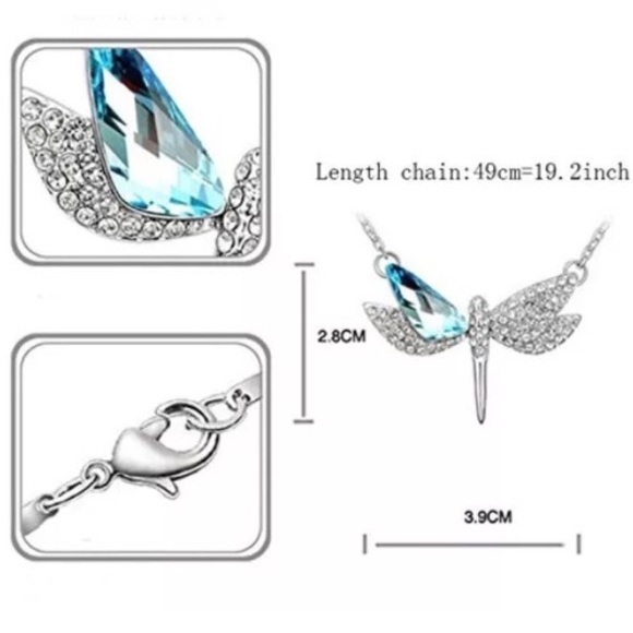 ✅⭐️Purple Crystal Rhinestones Dragonfly  Necklace. - Picture 2 of 2